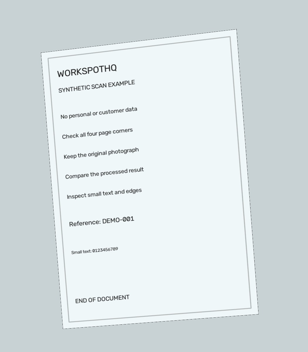 Light desk, tilted page: synthetic source photograph