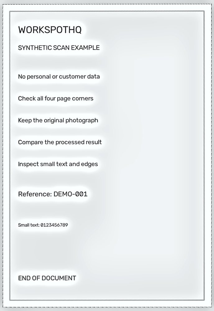 Light desk, tilted page: actual scanner output